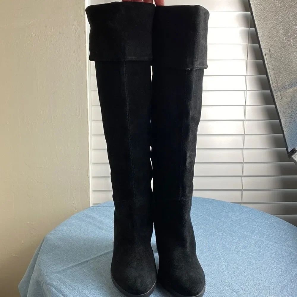 Nine West black over-the-knee heeled boots size 6.5